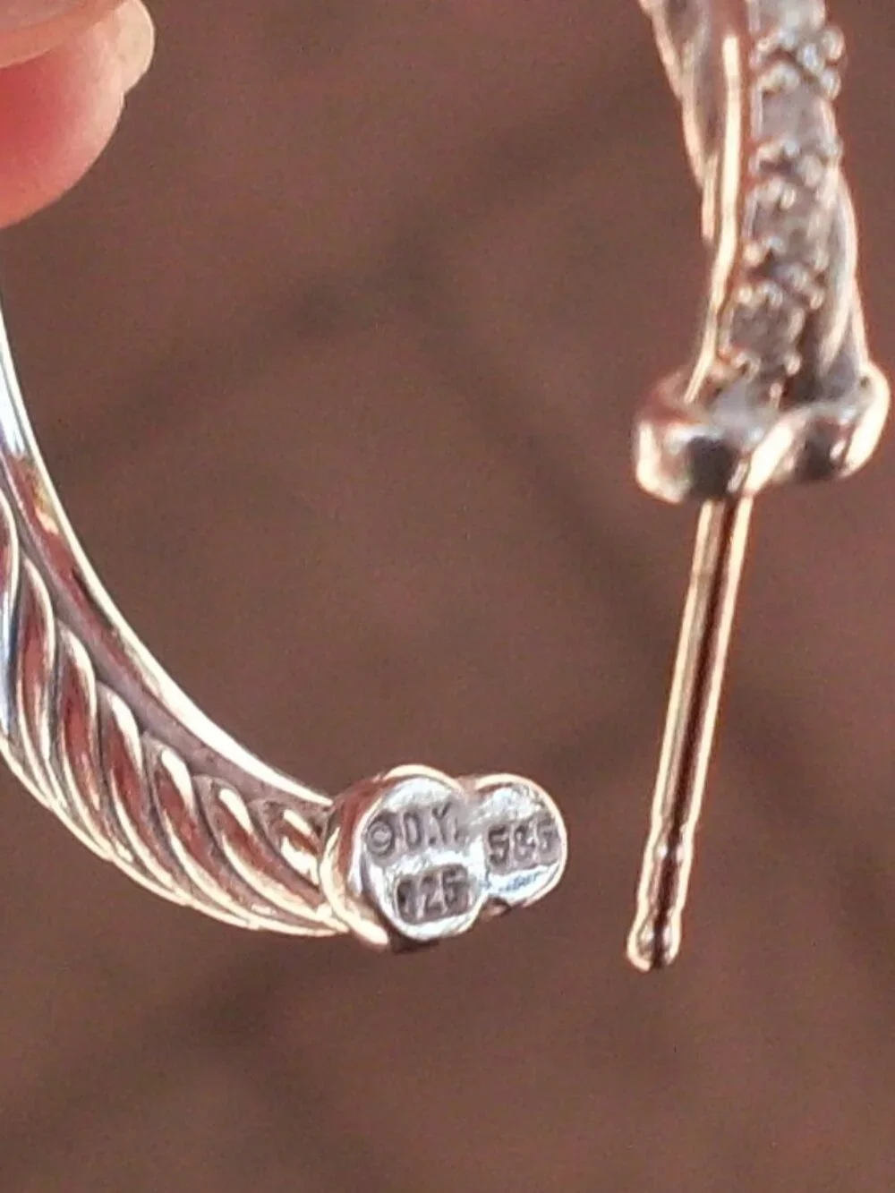 Retired - David Yurman Diamond Crossover Hoop Earrings - 1.25 Inches - 14K/925